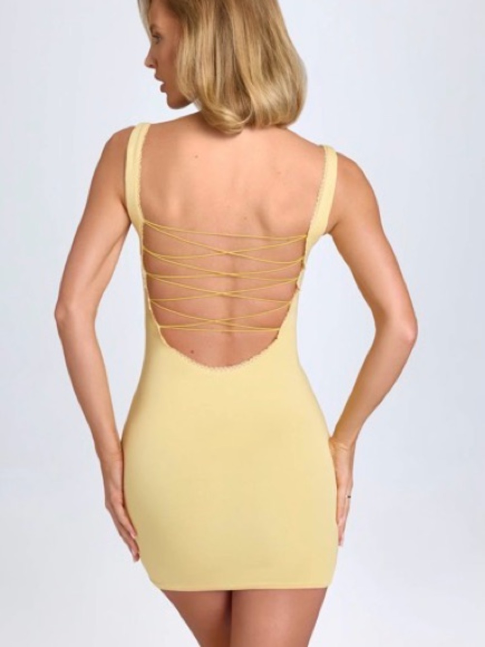 OH POLLY Modal Lace-Trim Bodycon Mini Dress NWOT